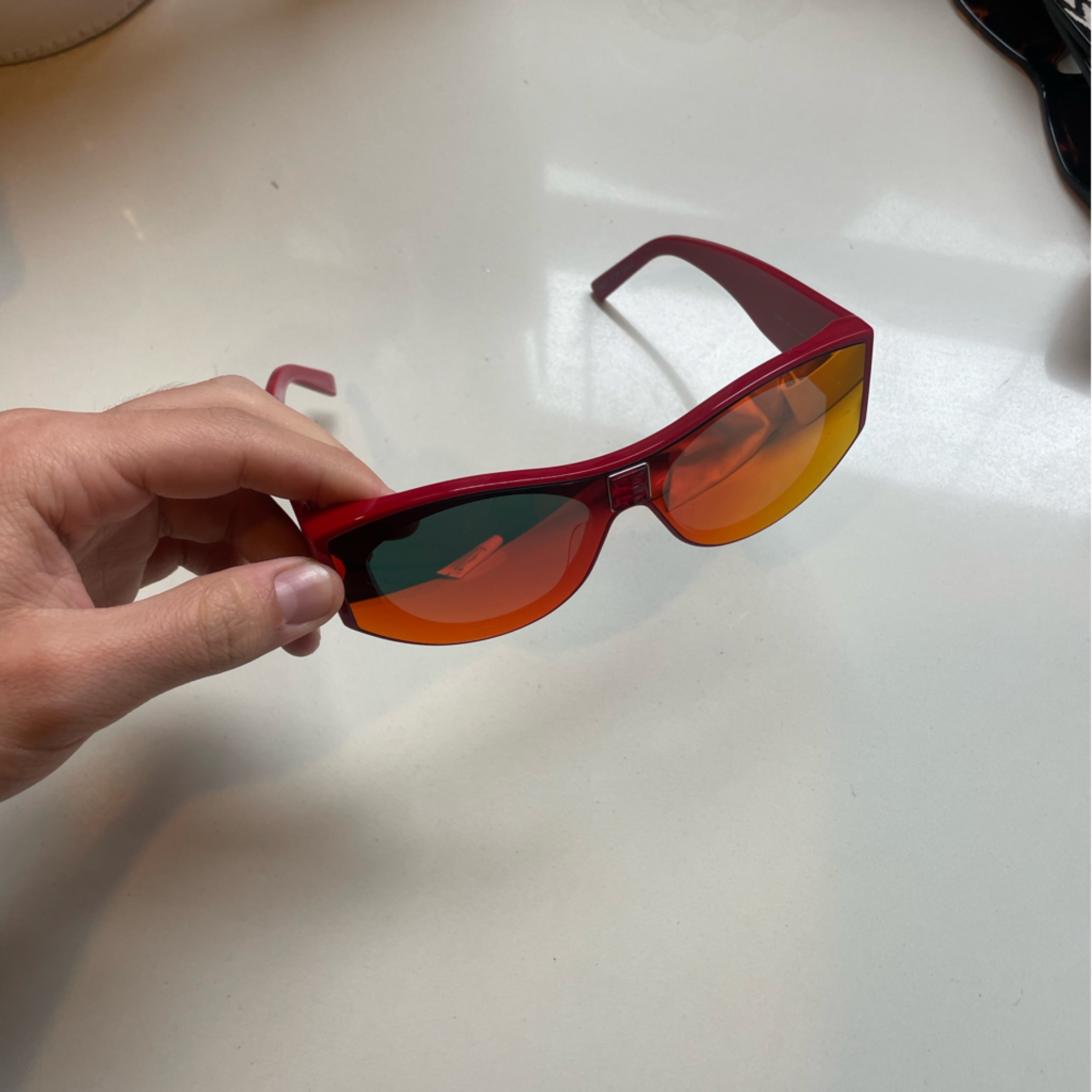 Givenchy Red Sunglasses With Orange Lenses